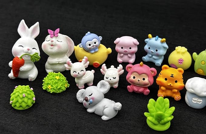 Geiomoo Mini Resin DIY Crafts Set, Miniature Fish Tank Mixed Garden Accessories for Landscape Home Decors (25 Pcs)