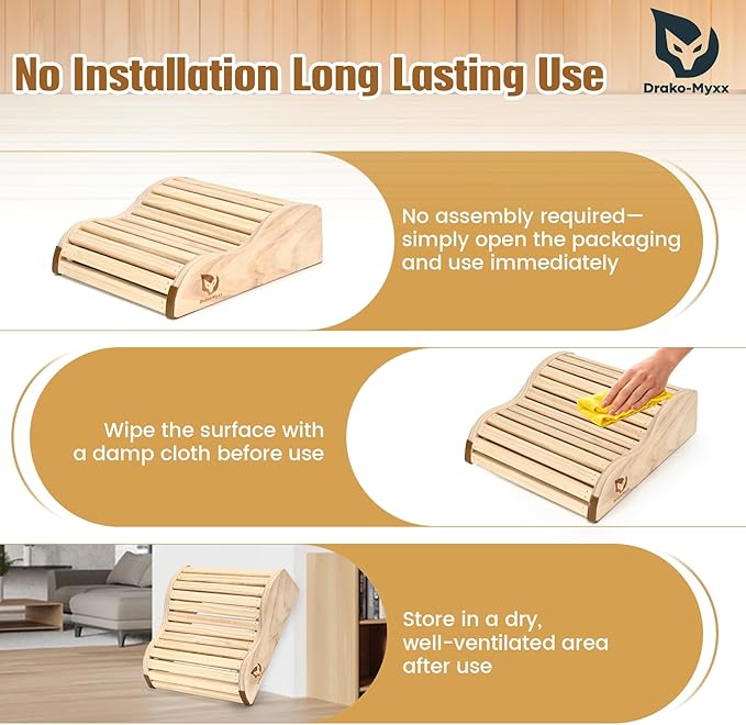 2025 Upgraded Handmade Cedar Sauna Headrest with 4 Non-Slip Pads, Sauna Accessory, Ergonomic Neck Support, Modern Sauna Neck Rest for Infrared Saunas, Handcrafted Relaxation Wood Pillows, Head Pillow