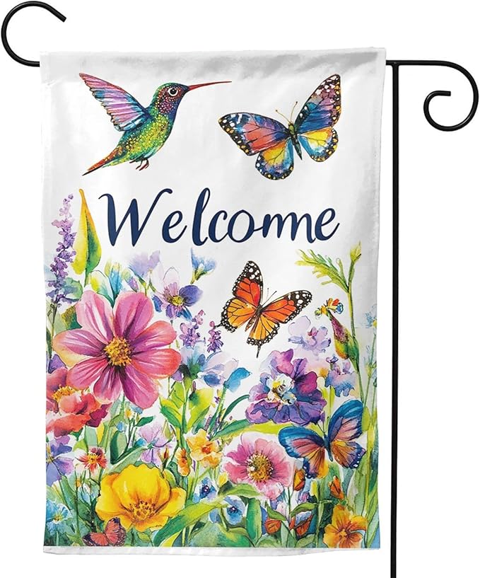 Spring Flower Garden Flag Vertical Double Sided Outdoor Yard Flags 12.5x18 Inch Burlap Banners for House Lawn