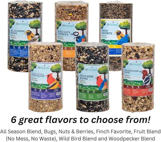 JCs Wildlife No Mess, No Waste Fruit Blend Premium Bird Seed Small Cylinder with Hole, 2 lb (4 Cylinder)