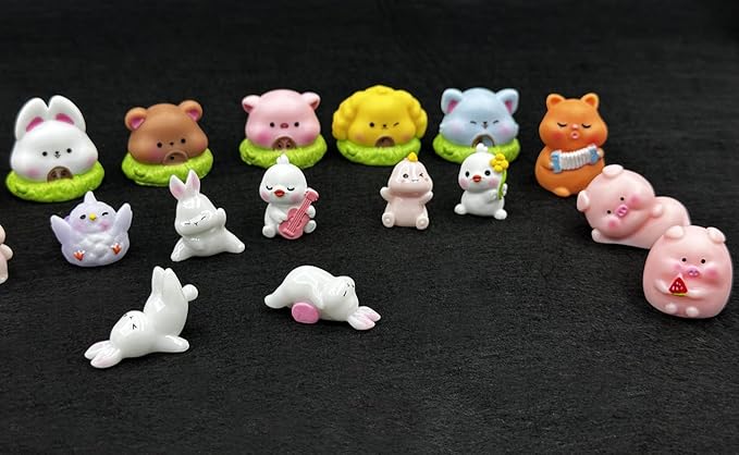 Geiomoo Mini Resin Crafts Set, Miniature Landscape, Mixed Fish Tank Accessories for DIY Home Garden Decors (20 Pcs)