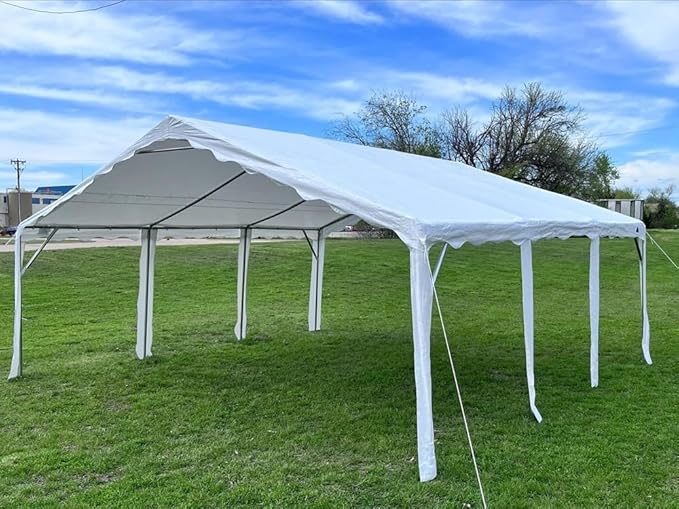 Delta 20'x20' Budget PE Tents Including 2 Free Bags for Parties, Outdoor Canopy Carpas para Fiestas, Wedding Party Tent with Waterproof Top & Removable Sidewalls for Patio Outdoor Events(B Model)