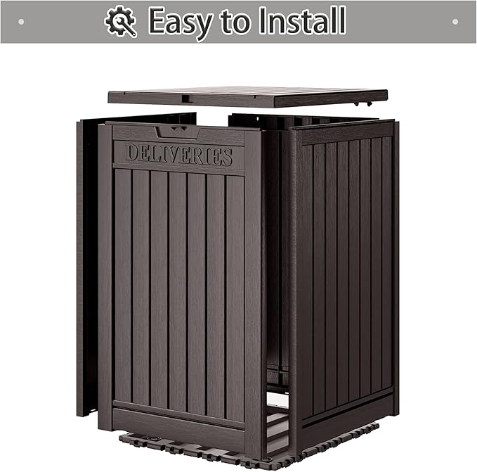 Package Delivery Box for Outside, 48 Gallon Storage with Lockable Secure, Large Double Wall Resin Outdoor Package Delivery Waterproof Deck