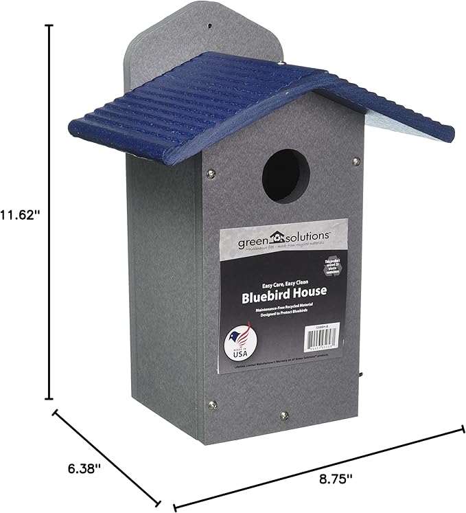 Birds Choice GSBBH-B Green Solutions Bluebird House, Bird House, Green w/ Blue Roof