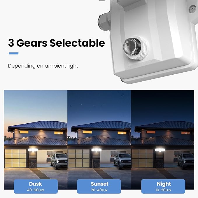 Olafus 120W Plug in Flood Lights Dusk to Dawn LED Outdoor Light with Remote, 5 Adjustable Heads IP65 Waterproof LED Security Light with Photocell for Yard Garden Porch White