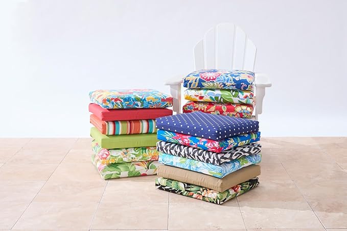 BrylaneHome Chair Cushion with Ties - 18.75" L x 18" W - Patio & Outdoor - Water, Stain & Fade Resistant - Daelyn Cherry