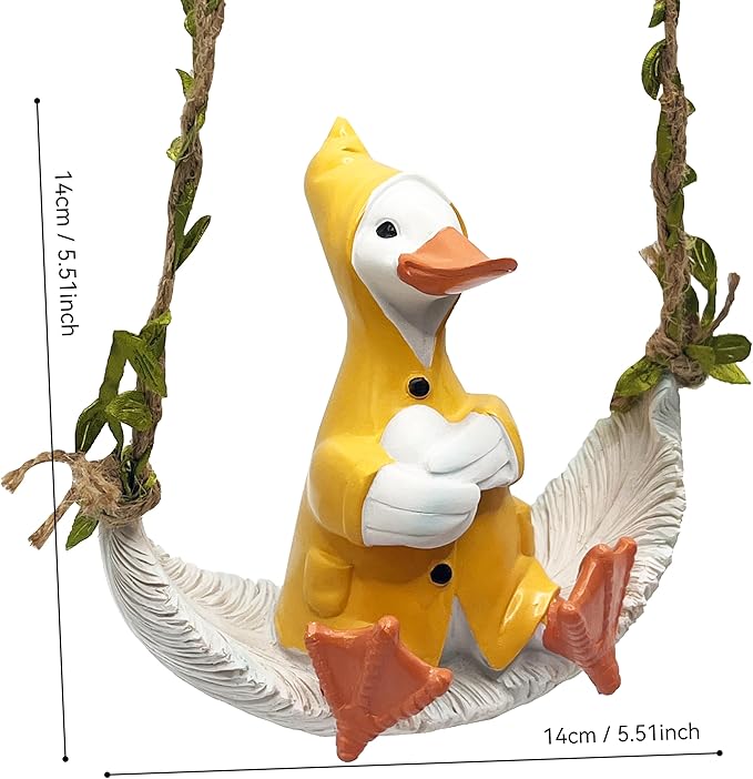Floating Duck Garden Statue, Charming Garden Ornament for Patio-Balcony Decor with Adjustable Rope, Gifts for Women Mom Grandma