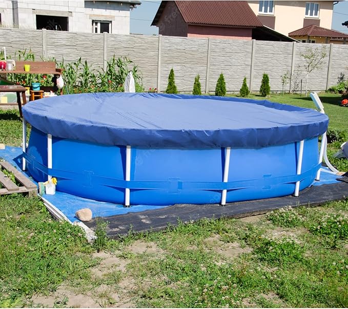 ECOOPTS 11 ft Round Pool Cover for Above Ground Pools, Swimming Pool Cover Protector Winter Safety Cover (Blue)