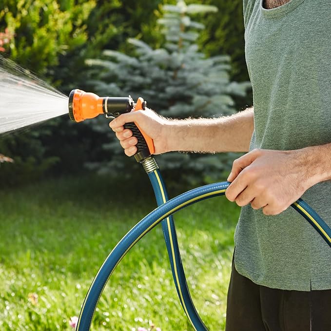 Solution4Patio Long Leader Green Garden Hose 5/8 in. x 50 ft. -Kink Free, No Leaking, Male/Female Fittings -Heavy Duty Durable Flexible Lightweight Water Pipe -Brass Aluminum Ends for Household & Yard