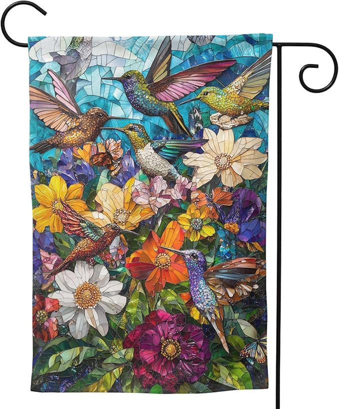 Hummingbird Garden Flag Small Flag Vertical Double Sided Outdoor Yard Flags 12.5x18 Inch for Decorative House Lawn