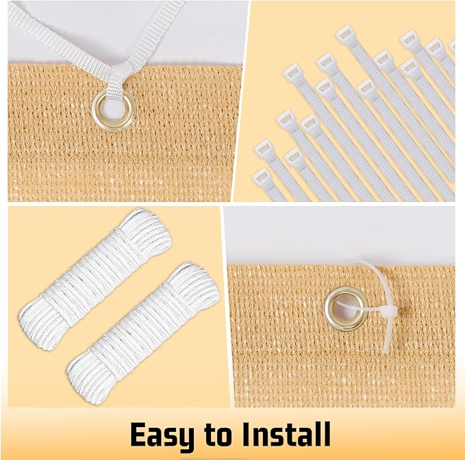 SUNNY GUARD Shade Cloth Custom Size 3x22 FT Sun Shade Screen Fabric Shade Cover Tarp with Grommets for Pergola Backyard Garden, Sand(We Customized)