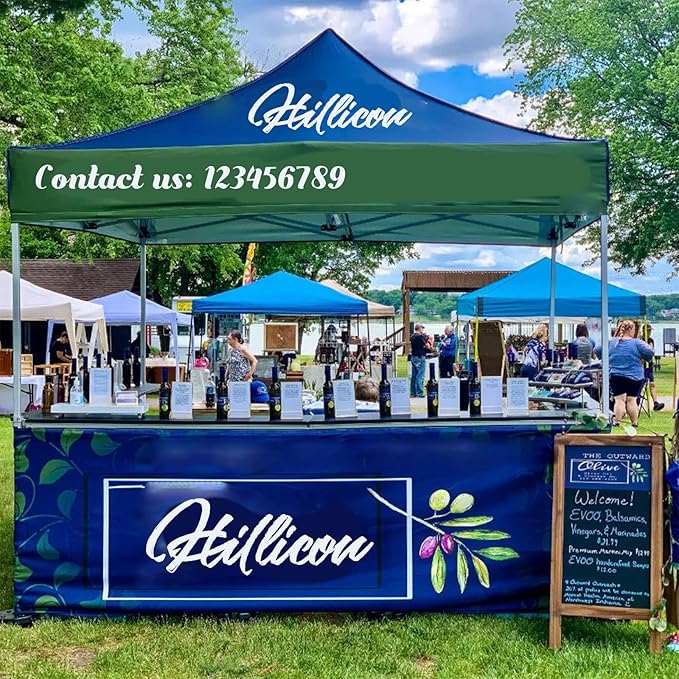 Custom Canopy Tent 10x10 with Logo, Custom 10x10 Pop Up Canopy Tent, Nano-Grade Water Repellent Heavy Duty for Business, w/Roller Bag (1 Full Wall + 2 Half Wall)