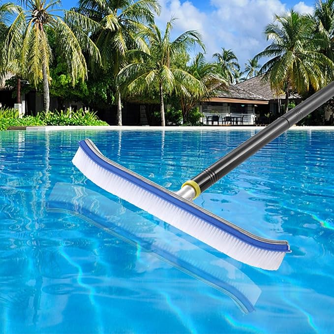 HOSKO 6FT Swimming Pool Brush, 17inch Heavy Duty Swimming Pool Brush Head, Suitable for Swimming Pool Wall Tile Floor Cleaning…