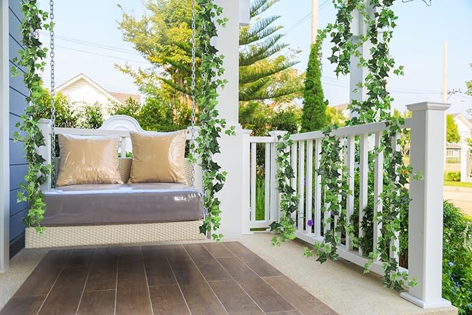 RECUTMS 2Pcs Fake Vines 74.8inch Artificial Ivy Garland Hanging Plants with Silk Leaves Greenery Decoration for Indoor Outdoor Wedding Home Kitchen Garden Office