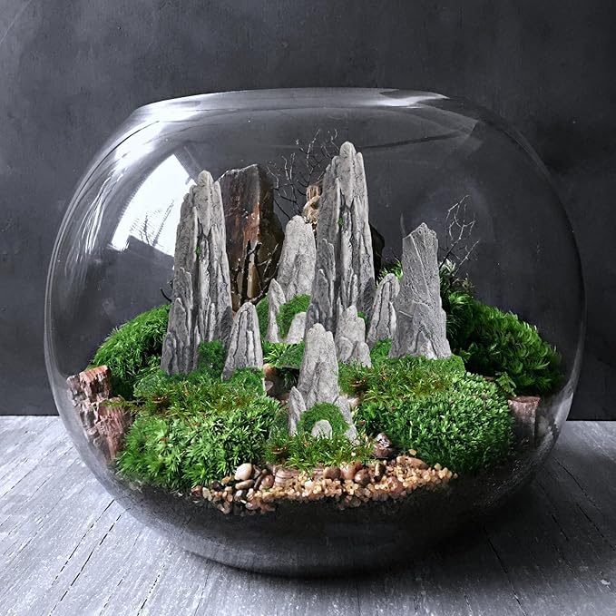 VOSAREA 8pcs Mini Rockery Small Bonsai Rockery Figurines Resin Rockery Statues Landscape Fake Mountain Outdoor Garden Ornament