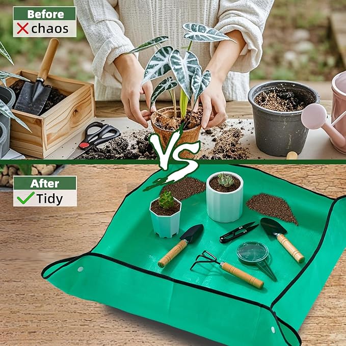 18-Piece Gardening Kit with Bonsai Tools, Succulent & Herb Planting Set, Pruning Shears, Seed Trays, Waterproof Mat – Durable BPA-Free Indoor & Outdoor Garden Tool Set Gift