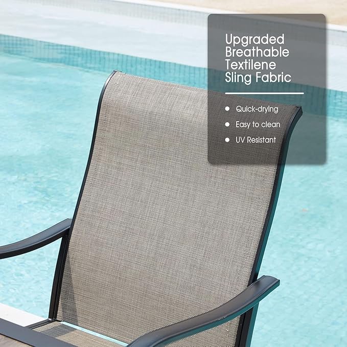 VICLLAX Swivel Patio Chairs Set of 2, 360-degree All-Weather Outdoor Swivel Chairs for Lawn Garden, Patio Dining Chairs, Black Metal Frame and Textilene Mesh Fabric