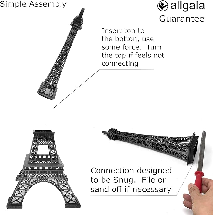 allgala 19 Inch 48CM Eiffel Tower Statue Decor Alloy Metal-Gold (EF19-86193)