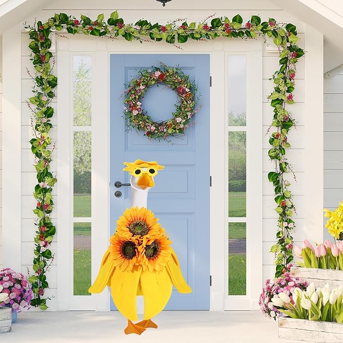 Sunflower Goose Outfit Summer Goose Outfits Cute Goose Clothes for Outdoor Garden Yard Statue Decor