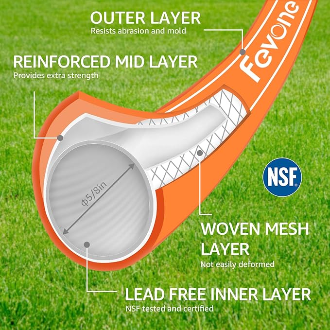 Fevone Garden Leader Hose 6 ft., Lightweight Hybrid Water Hose, Flexible and Durable, Leak-Free Connections