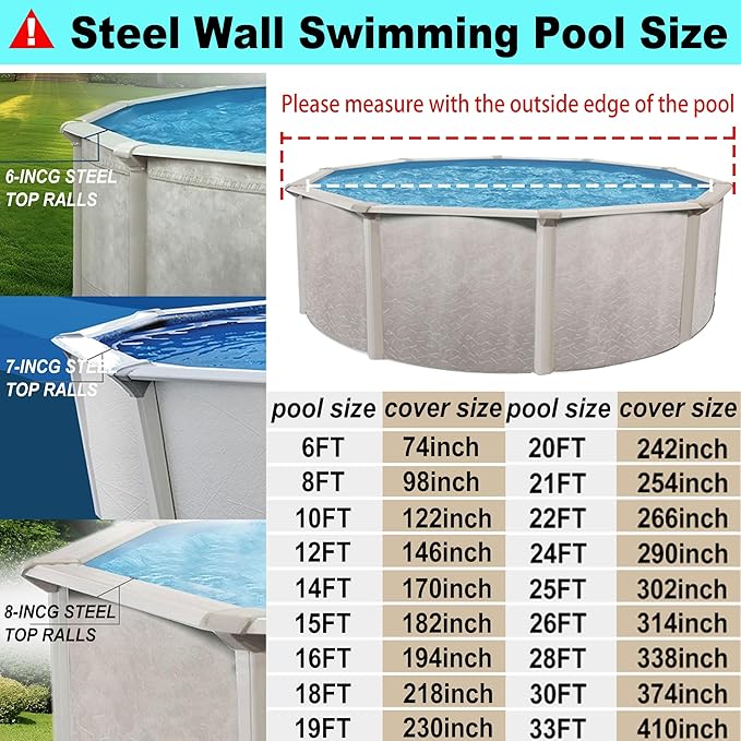 12 Ft Pool Cover, with Automatic Drain Round Pool Cover, One-Piece Quick Installation and Removal Above Ground Pool Cover, Preventing Waterlogging, UV Protected Solar Swimming Pool Cover