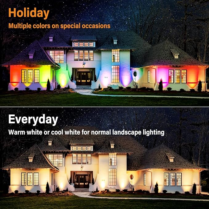 10W RGBW LED Landscape Lights Spot Lights Outdoor for Yard Garden Decor Spotlight, Landscape Lighting with 16 Color Changing and Remote, IP68 Waterproof (6 Pack)