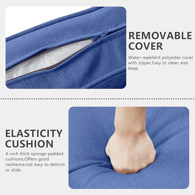 HUMMUH 10 Piece Patio Furniture PE Wicker 6-Seater Outdoor Sectional Sofa with Dinning Table Patio Swivel Chairs Outdoor Chairs for Porch,Garden,Backyard,Deck(Brown/Blue)