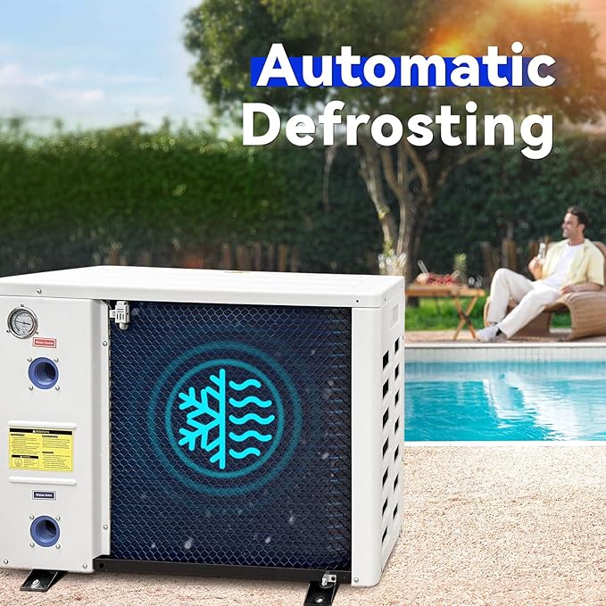Aquastrong Inverter Swimming Pool Heat Pump, 75,000 BTU 21,000 Gallons Electric Pool Heater for Above Ground and Inground Pool, WiFi Capable Timer, Heating and Cooling Pool Heater 220V
