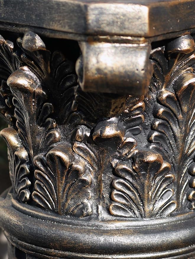 Decorative Roman Column Pedestal, Black Bronze, MGO Cement with Fiber, Classical Garden Pillar, Indoor Outdoor Decor, 33.5 inch Height, Wrap Foam Safely Delivered from Local Warehouse