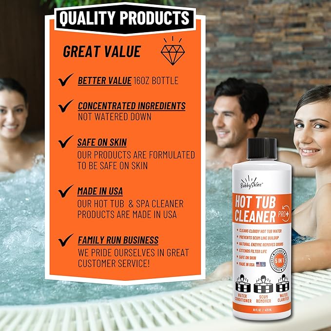 5in1 Weekly Hot Tub Cleaner - 16 Treatments, Conditioner, Clarifier - Hot Tub Chemicals, Spa Protector All in One Starter Kit, Spa Chemicals for Hot Tub for Crystal Clear Water - Made in USA