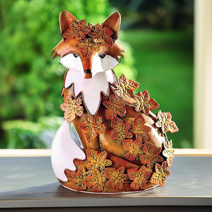 10" Metal Cute Fox Garden Accent, Whimsical Fox Lover Ornament, Real Metal Sculpture Decor, Funny Animal Outdoor Statue, Unique Decorative Lawn Fox Figurine Gift