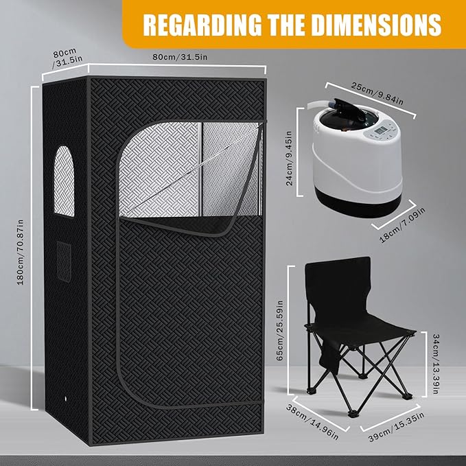 Nirvix Upgraded Portable Sauna for Home, Folding Chair, 3L High Capacity Steamer, Sauna Box for Relaxation, Detoxification, Personal Sauna Tent with Remote Control, for Indoor, Outdoor, Gym