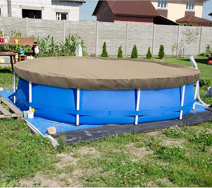 ECOOPTS 16 ft Round Pool Cover for Above Ground Pools, Swimming Pool Cover Protector Winter Safety Cover (Sand)