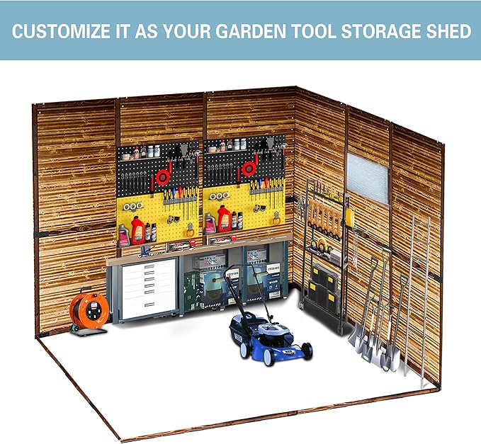 8x6 FT Outdoor Storage Shed, Wood Metal Utility Tool Shed Storage House with Door and Lock, Wooden Sheds Outdoor Storage for Garden,Patio,Lawn,Poolside