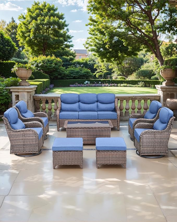 Luxury 24x24x6 Inch Smile Outdoor Cushions for Patio 5 Piece Set - Set of 5 Zippered Outside Pillows for Wicker Dining Rocking Swivel Chairs Loveseat Couch Sectional Sofa - Navy Blue
