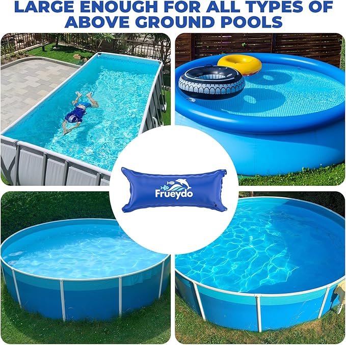4x8 Ft Inflatable Pool Pillow for Above Ground Pool – Frueydo Heavy Duty Air Pillow for Outdoor Swimming Pools, Portable Pools Cover Cold Resistant for Winterizing, Rope Included