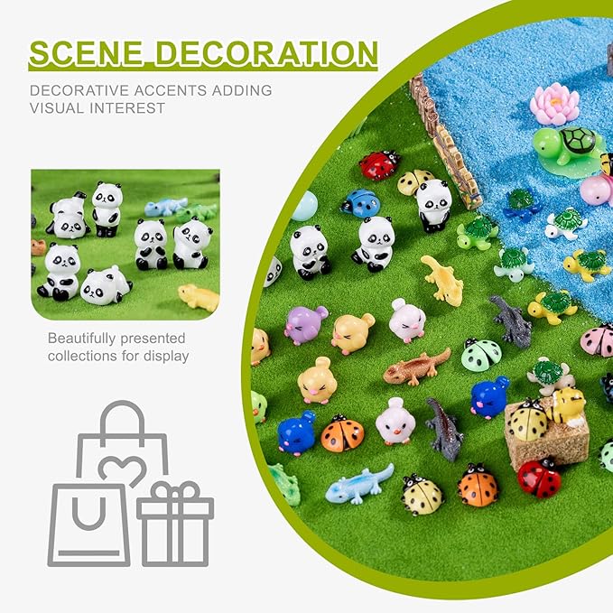 Mini Small Animal Figurines, 54 Pieces Mini Marine Resin Animals, Marine Animals Decorative Decorations, Miniature Landscape Decorative Sets, Fairytale Gardens