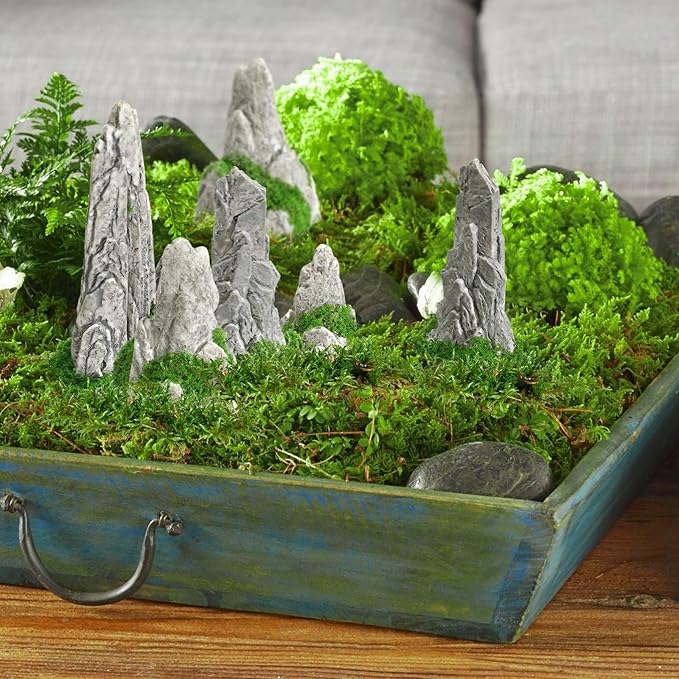 NOLITOY Simulated Rockery Ornaments Set of 8 - Realistic Miniature Garden Decor for Bonsai Home and Office Decoration Perfect for Micro Landscapes