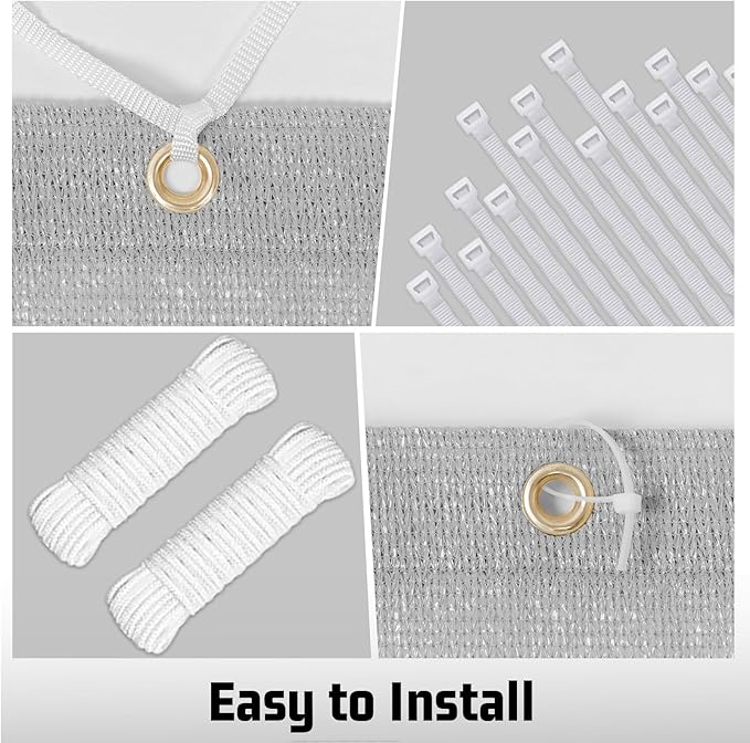 SUNNY GUARD Shade Cloth Custom Size 3x16 FT Sun Shade Screen Fabric Shade Cover Tarp with Grommets for Pergola Backyard Garden, Light Grey(We Customized)
