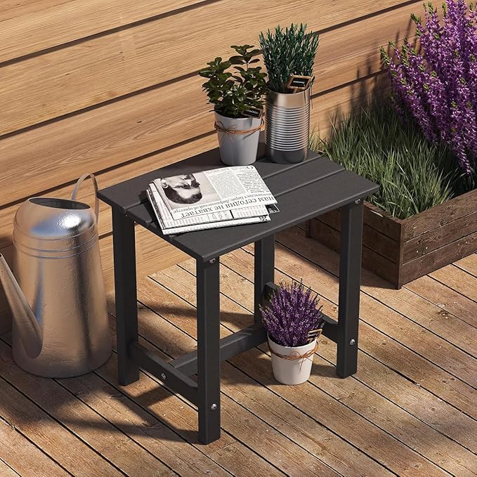 OTSUN Outdoor Side Table, End Table for Adirondack Chair, 18" Patio Table for Porch, Yard, Weather Resistant, Black