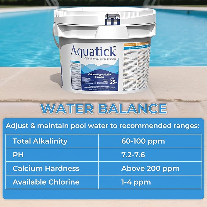 Pro-Grade Chlorine Pool Shock, 68% Cal-Hypo Granular Sanitizer, Prevents Bacteria & Algae, Restores Crystal Clear Water - Shock Treatment, Swimming Pool Chemical - 25Lb
