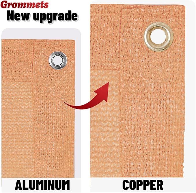 SUNNY GUARD Shade Cloth Custom Size 9x19 FT Sun Shade Screen Fabric Shade Cover Tarp with Grommets for Pergola Backyard Garden, Peach Fuzz(We Customized)