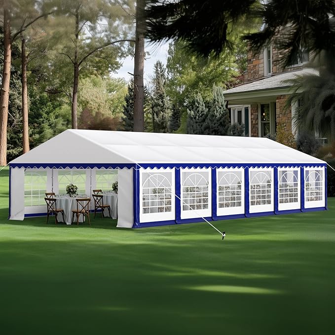 GREEN PARTY 20x40FT Party Tent Heavy Duty, Large Wedding Event Shelters with 7 Carry Bags & Removable Sidewalls, Outdoor Canopy Gazebo Commercial Tents for Parties Carport Camping Garden Patio