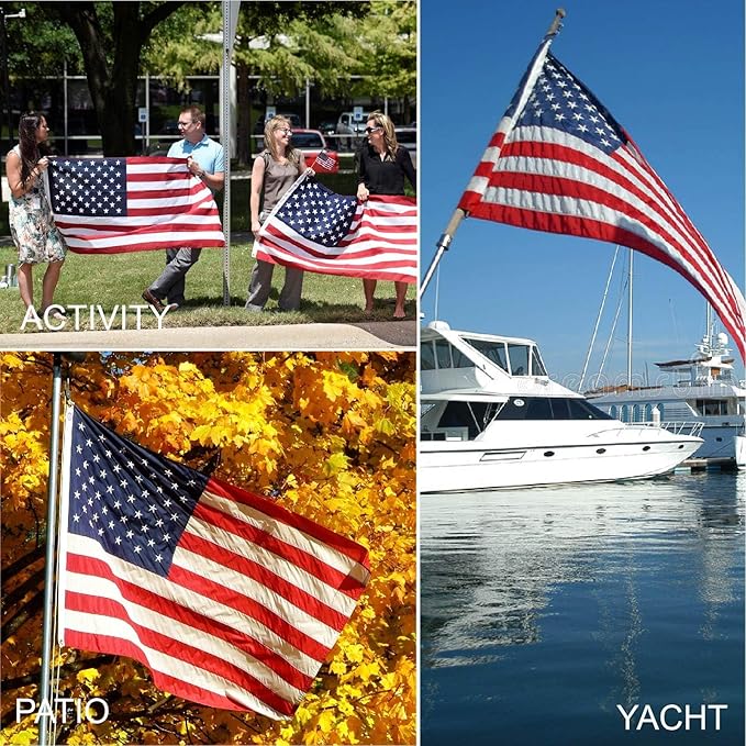 5x8 American Flag for Outside, Best Embroidered Stars And Sewn Stripes, 210D Heavy Duty Polyester, Suitable For Outdoor High Winds Areas (American flag 5x8 FT)