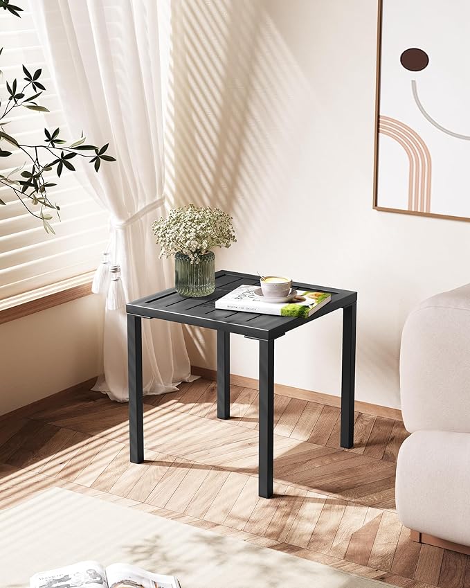 Crestlive Products Aluminum Outdoor Side Table, Pool Lounge Chair Side Table, Weather Resistant Small Square Coffee End Table for Patio, Yard, Garden, Porch, Deck, Indoor, Outdoor