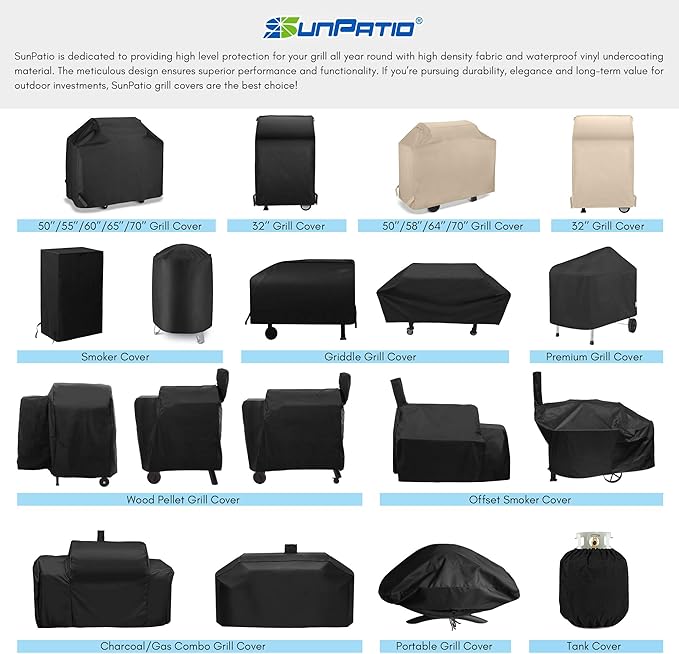 SunPatio Outdoor Heavy Duty Waterproof Wood Pellet Grill and Smoker Cover, UV Resistant Full Length BBQ Cover Compatible with Traeger 22 Series, Lil' Tex Grill and More, All Weather Protection