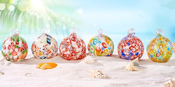 Hand Blown Glass Witch Ball,Glass Ornament Hanging Garden Gazing Ball Indoor Outdoor Home Décor. (3)