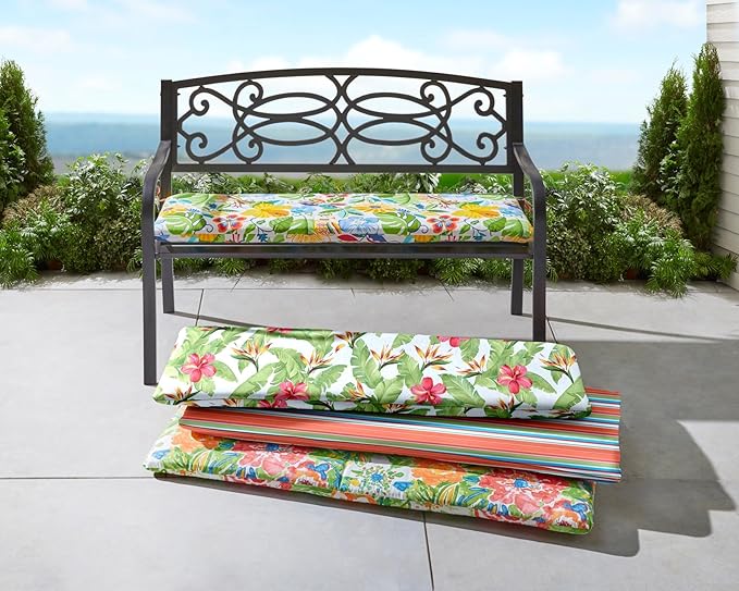 BrylaneHome Bench Cushion - 48" L x 18" W x 3" H - Patio & Outdoor - Water, Stain & Fade Resistant - Willow