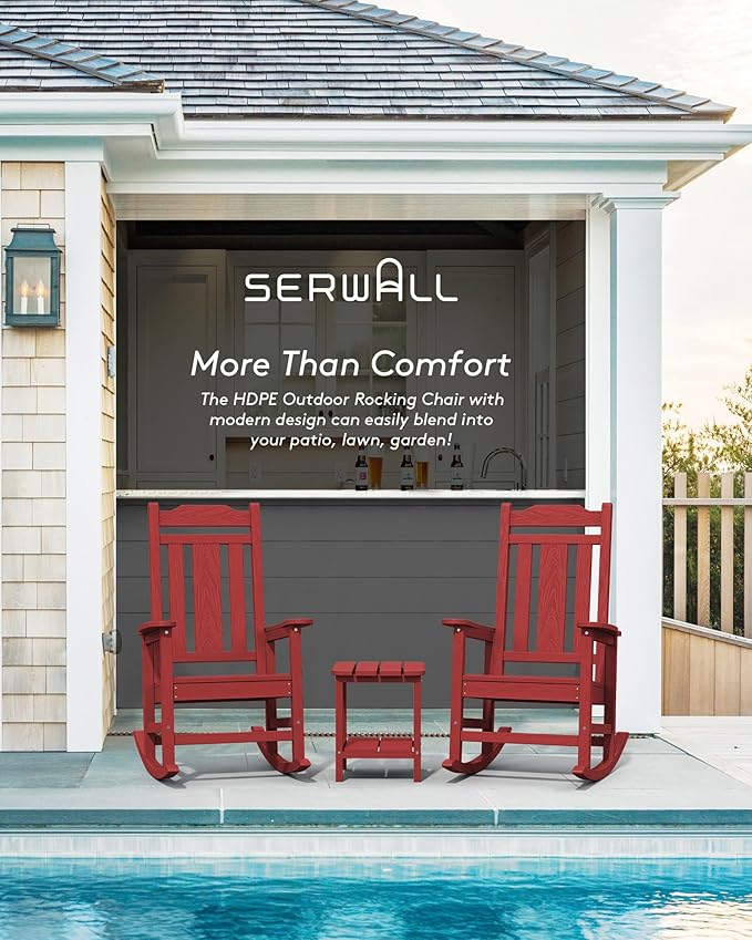 SERWALL Outdoor Rocking Chair Red