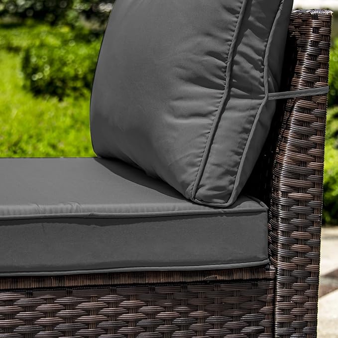 Outdoor Patio Furniture Sets with Propane Fire Pit Table, 10 Pieces Outdoor Furniture Patio Sectional Sofa Conversation Sets w/ETL Approved 43" Gas Outdoor Fire Table & Coffee Table (Grey)